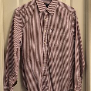 Men's Striped Shirt - Maroon and White